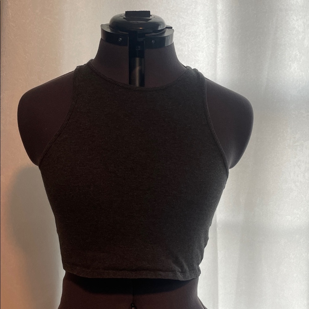 Charcoal Sleeveless Crop Top